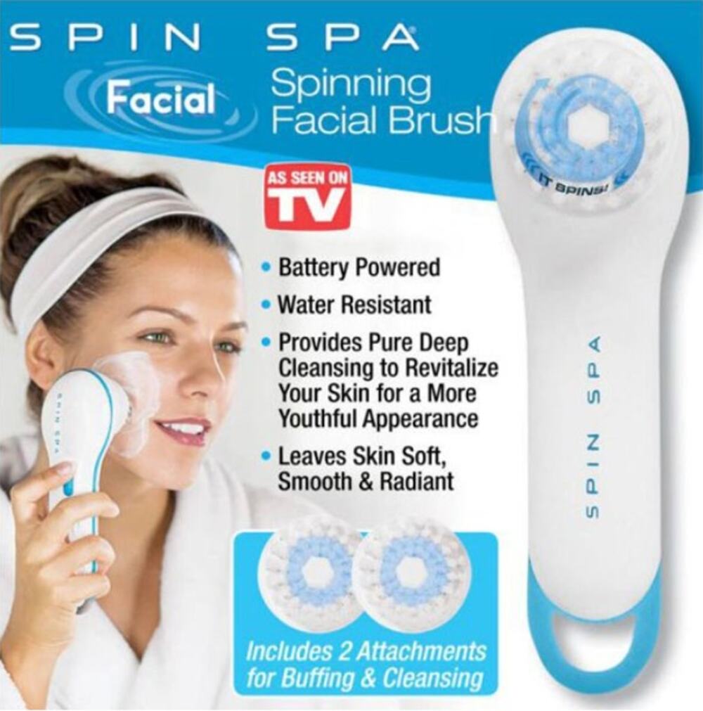 As Seen On TV Spin Spa Cleansing Facial Brush/Attachments Exfoliate/Massage NEW!